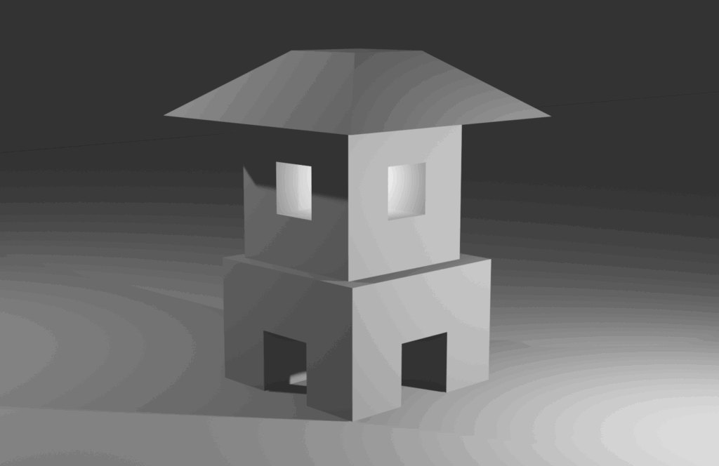 Blender rendering of a simple japanese lantern in OpenSCAD